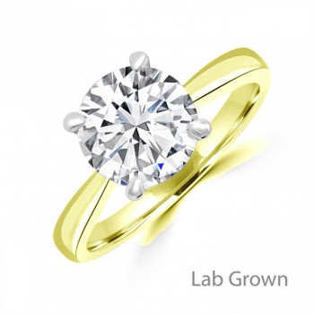 18ct Gold Platinum Solitaire Lab Grown 2.00ct Diamond ring