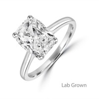 Platinum Solitaire Cushion Lab Grown Diamond ring