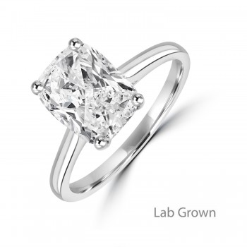 Platinum Solitaire Cushion Lab Grown Diamond ring