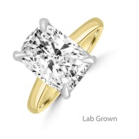 18ct Gold Platinum Cushion Lab Grown Diamond Solitaire ring