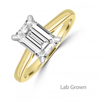 18ct Gold Platinum Emerald cut Lab Grown Diamond Solitaire ring 18ct Gold Platinum Emerald cut Lab Grown Diamond Solitaire ring