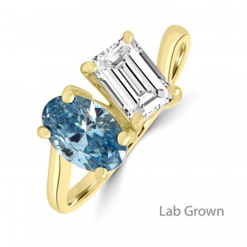 9ct Gold Toi Et Moi Blue Lab Grown Diamond ring 9ct Gold Toi Et Moi Blue Lab Grown Diamond ring
