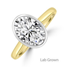 18ct Gold Platinum Solitaire Oval EVS1 Lab Grown Diamond ring
