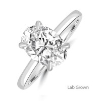 Platinum Solitaire Oval Lab Grown DVS2 Diamond ring