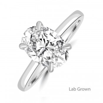 Platinum Solitaire Oval Lab Grown DVS2 Diamond ring