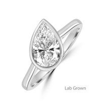 Platinum Pear Solitaire Lab Grown Diamond Bezel ring