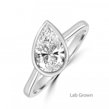 Platinum Pear Solitaire Lab Grown Diamond Bezel ring Platinum Pear Solitaire Lab Grown Diamond Bezel ring