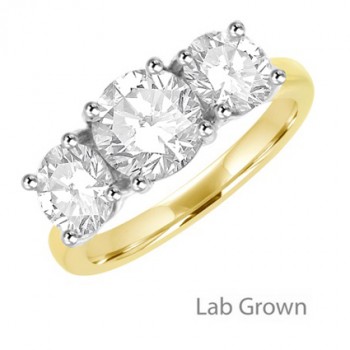 18ct Gold and Platinum Three-stone Lab-Grown EVS1 Diamond ring