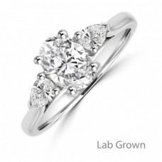 Platinum Oval DVS2 and Pear cut Lab-Grown Diamond ring