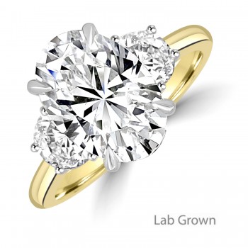 18ct Gold Platinum Oval and Half Moon Lab Grown Diamond ring
