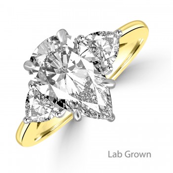 18ct Gold Platinium Pear and Trillion Lab Grown Diamond ring