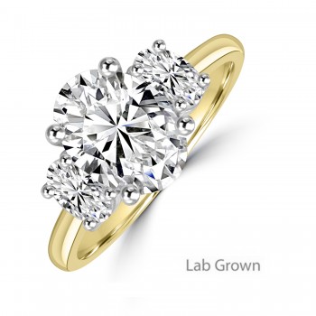 18ct Gold Platinum Three-stone Oval DVS2 Lab Diamond ring