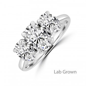 Platinum Oval Trilogy Lab Grown Diamond ring