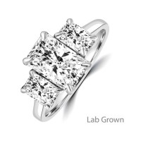 Platinum Three Radiant Lab Grown Diamond ring