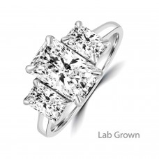 Platinum Three Radiant Lab Grown Diamond ring