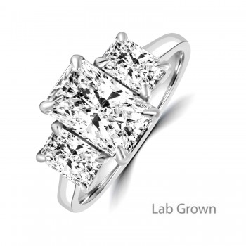 Platinum Three Radiant Lab Grown Diamond ring