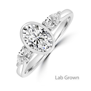 Platinum Oval and Pear Lab Grown Diamond Three-stone ring Platinum Oval and Pear Lab Grown Diamond Three-stone ring