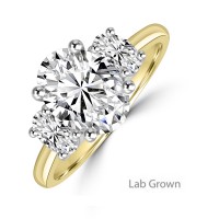 18ct Gold Platinum Oval Trilogy Lab Grown Diamond ring