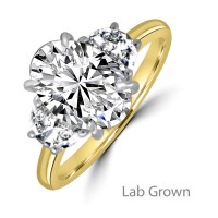 18ct Gold Platinum Oval and Half Moon Lab Grown Diamond ring
