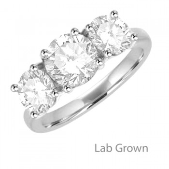 Platinum Lab Grown DVVS Diamond Trilogy ring