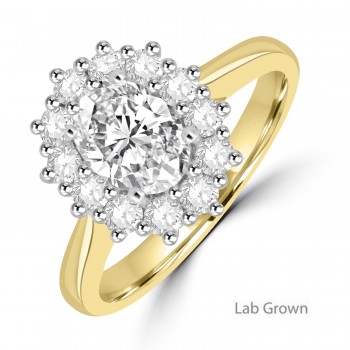 18ct Gold Platinum Lab Grown DVVS2 Diamond Oval cluster ring 18ct Gold Platinum Lab Grown DVVS2 Diamond Oval cluster ring
