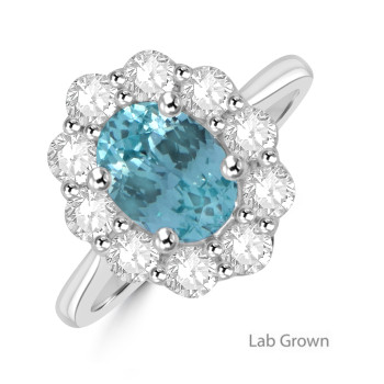 9ct White Gold Lab Grown Paraiba Tourmaline Cluster ring 9ct White Gold Lab Grown Paraiba Tourmaline Cluster ring