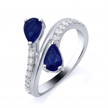 Platinum Sapphire and Diamond Twist Ring