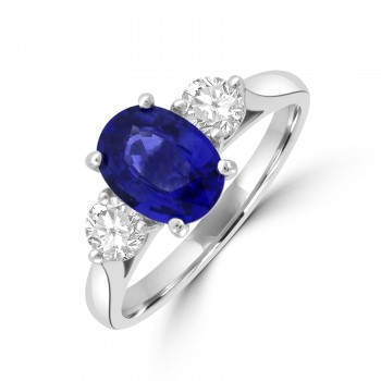 Platinum Three-stone 1.54ct Sapphire & Diamond Ring