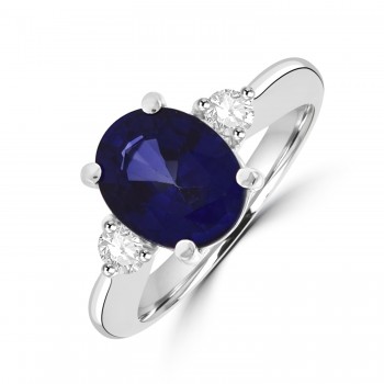 Platinum 3.54ct Sapphire and Diamond Three stone ring