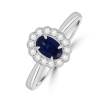 Platinum Sapphire and Rubover Diamond cluster ring
