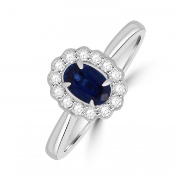 Platinum Sapphire and Rubover Diamond cluster ring