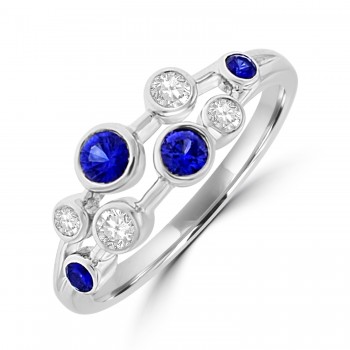 Platinum Sapphire and Diamond Bubble Eternity Ring