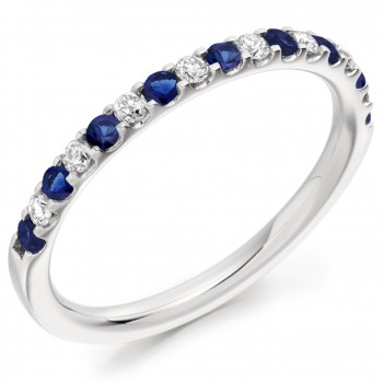 Platinum Sapphire and Diamond Castle set Eternity ring