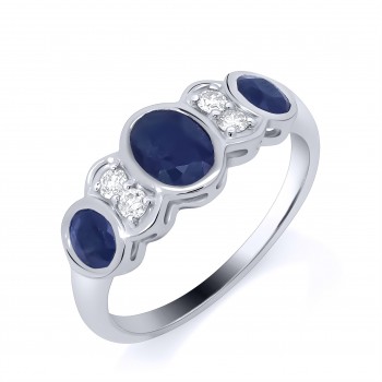 Platinum Oval Sapphire and Diamond Eternity ring