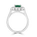 Platinum 1.18ct Emerald & Diamond Rubover edge Cluster Ring