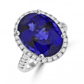 Platinum Tanzanite & Diamond Oval Halo Ring