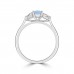 Platinum Three-stone Oval Aquamarine and Pear Diamond Ring