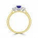 18ct Gold 3-stone .85ct Sapphire & Diamond Ring