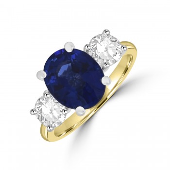 18ct Gold Platinum 3.28ct Sapphire FSi2 Diamond ring