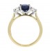 18ct Gold Oval 1.70ct Sapphire and Diamond Trilogy ring