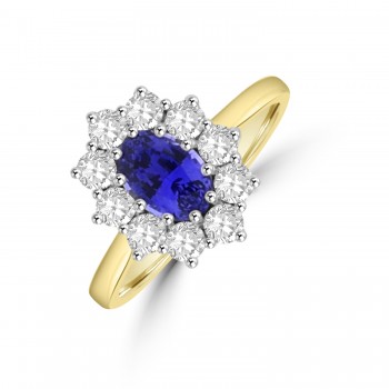 18ct Gold Sapphire and Diamond Cluster Wedd fit ring