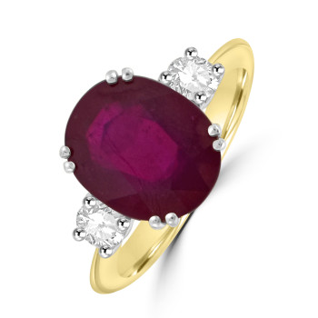 18ct Gold 5.63ct Ruby and Diamond three-stone ring 18ct Gold 5.63ct Ruby and Diamond three-stone ring