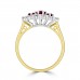 18ct Gold Ruby & Diamond Tri-cluster Ring