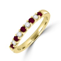 18ct Yellow gold Ruby and Diamond Eternity Sytle Ring