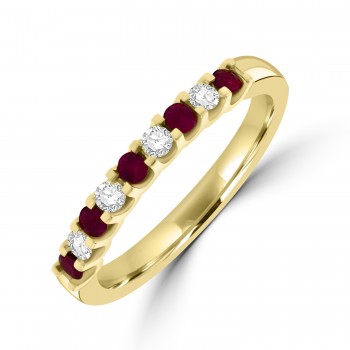 18ct Yellow gold Ruby and Diamond Eternity Sytle Ring