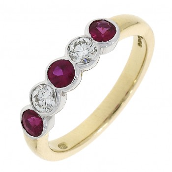 18ct Gold Ruby and Diamond Rubover Eternity ring