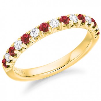 18ct Gold Ruby and Diamond French Pave Eternity ring