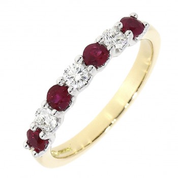 18ct Gold Platinum Ruby and Diamond V-claw Eternity ring 18ct Gold Platinum Ruby and Diamond V-claw Eternity ring