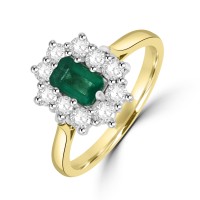 18ct Gold Emerald and Diamond Emerald Cluster ring