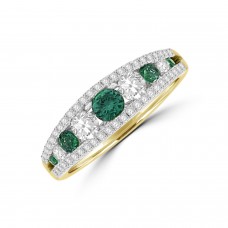 18ct Gold Emerald & Diamond 3-row graduated Eternity Ring